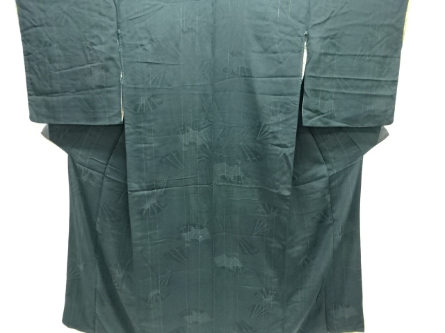 JAPANESE KIMONO / ANTIQUE  KIMONO / TAISHO ROMAN STYLE / SILK / MON KINSHA / WOVEN FOLDING FAN PATTERN